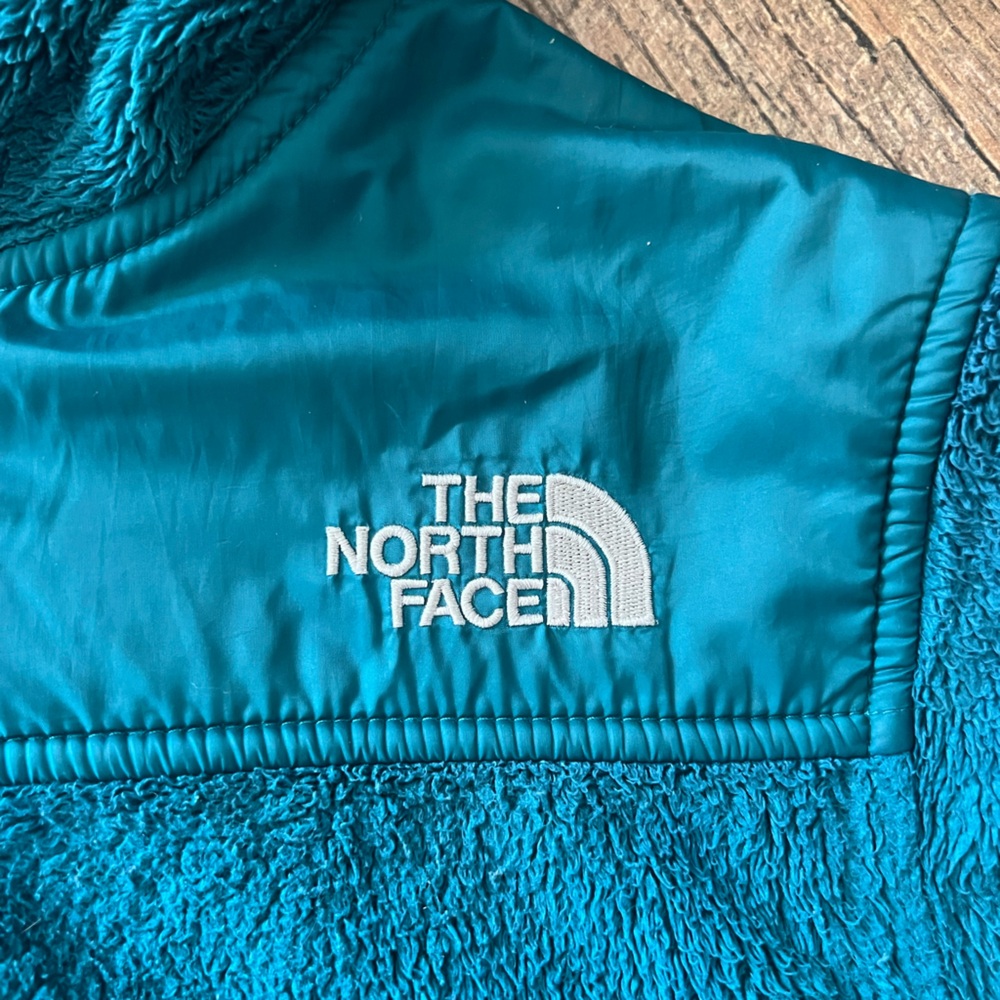 The North Face fleece full zip jacket w/hood women’s Sz S beautiful dark teal - Picture 11 of 16
